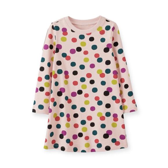 🆕 Hanna Andersson NWT Long Sleeve T-Shirt Dress. Polka Dots. Size 10